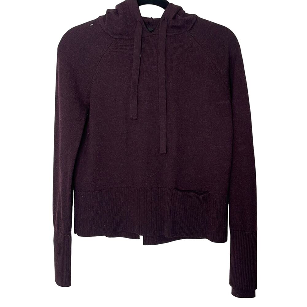 Athleta Verona Knit Wool Blend Hooded Sweater Purple Plum Size XXS